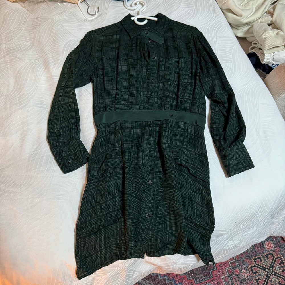 Rag & Bone Green Plaid Silk Dress